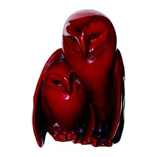 Royal Doulton Flambe Figurine, Owl With Owlet HN160