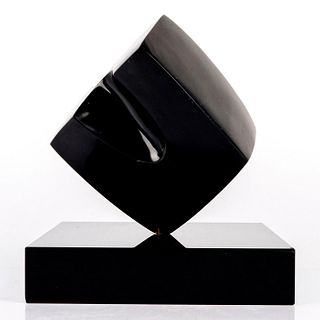 Polished Black Stone Sculpture Modern Minimalist
