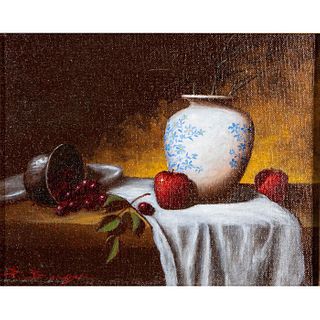 Vintage David Berger American Oil Painting, Fruits, Framed