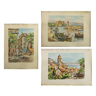 3pc Watercolor Prints, Landmarks of France