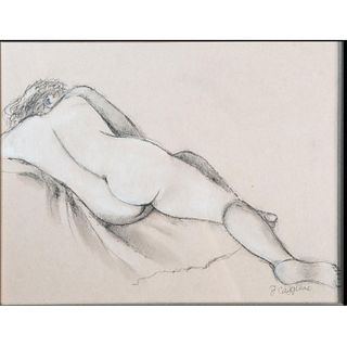 Vintage Charcoal Figure Drawing, Nude, Framed