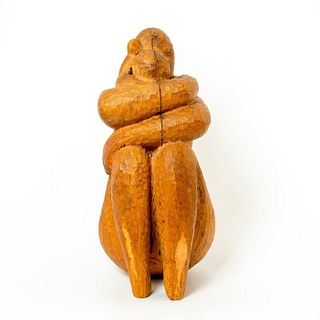 F. Baron, Hand Carved Wood Sculpture, Signed.