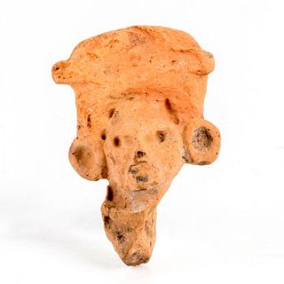 Pre Columbian Pottery Artifact, Head with Headdress Fragment