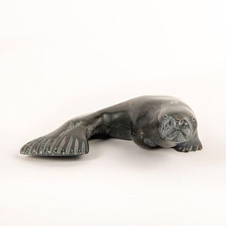 Eskimo Art Esquimau Figurine, Inuit Carved Soapstone Seal