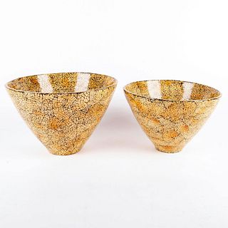Pair of Tall Vietnamese Bamboo Bowls, Eggshell Design