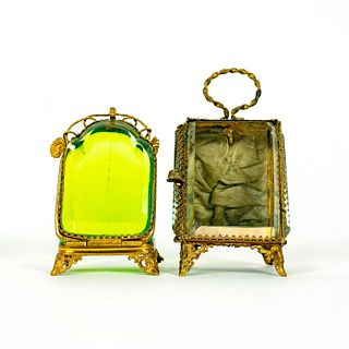 2 Vintage French Glass Watch Holders