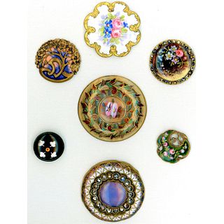 A SMALL CARD OF DIVISION ONE ASSORTED ENAMEL BUTTONS