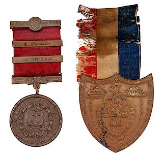 Mexican War Navy Veteran's Shield and Rhode Island Service Medal Lot 