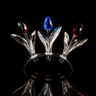 Swarovski Crystal Figurine, Large Crystal Tulips With Holder