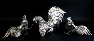 3 Silverplate Roosters