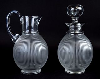 Lalique Langeais Crystal Decanter & Pitcher