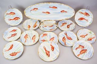 15 Piece Limoges Porcelain Fish Set