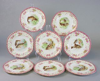 Set of 7 Austrian Crown China Fish Plates