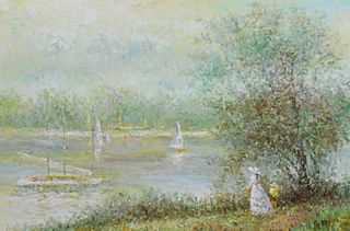 Du Bois Impressionist Oil on Canvas Lake Landscape