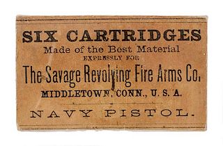 Packet of Six .36 Caliber Savage Navy Revolver Cartridges 
