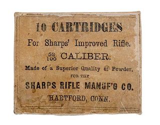 Packet of Ten Sharps .52-100 Caliber Rifle Cartridges 