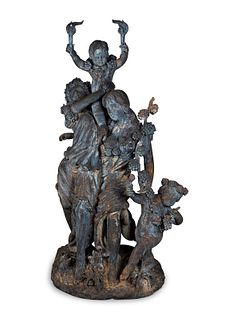 A Large French Bronze Figural Sculpture, After Clodion
Height 70 x width 41 x depth 32 inches.