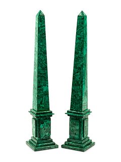 A Pair of Large Malachite Obelisks
Height 31 inches.
