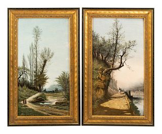 A Pair of Continental Porcelain Plaques
Height of frames 36 x width 22 inches.
