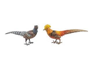A Pair of Austrian Cold Painted Bronze Pheasants
Height 6 x width 13 inches.