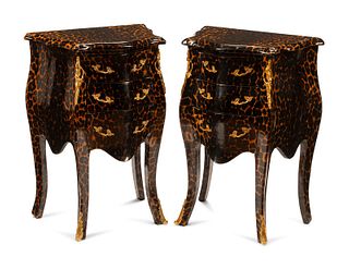 A Pair of Louis XV Style Leopard Motif Side Tables
Height 28 1/2 x width 20 x depth 13 inches.