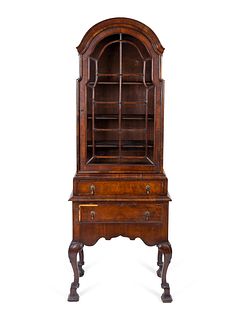 A William & Mary Style Walnut Veneer Secretary Bookcase
Height 73 x width 26 1/2 x depth 15 1/2 inches.