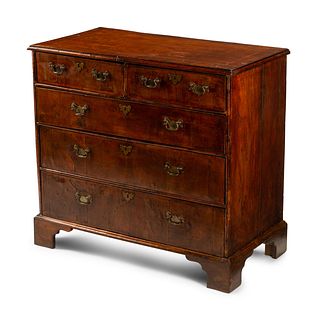 A George II Style Inlaid Walnut Chest of Drawers
Height 38 x width 41 x depth 22 inches.