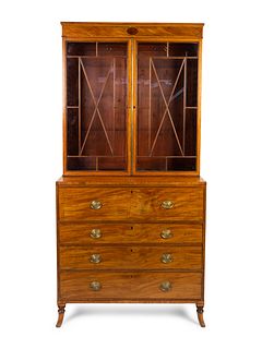 A George III Style Walnut Secretary Bookcase
Height 83 x width 42 x depth 20 1/2 inches.