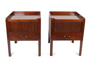 A Pair of George III Mahogany Bedside Commodes Height 31 x width 25 x depth 25 7/8 inches.