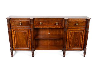 A Regency Inlaid Mahogany Console Cabinet
Height 37 x width 73 x depth 14 3/4 inches.