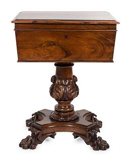 A Regency Diminutive Rosewood Teapoy Height 21 x width 16 x depth 13 inches.