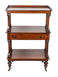 A William IV Rosewood Two-Tier Dumb Waiter/Etagere Height 40 x width 27 1/4 x depth 15 3/4 Inches.