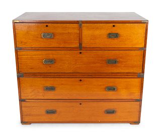 A British Colonial Camphorwood Two-part Campaign Chest 
Height 42 x width 48 x depth 24 inches.