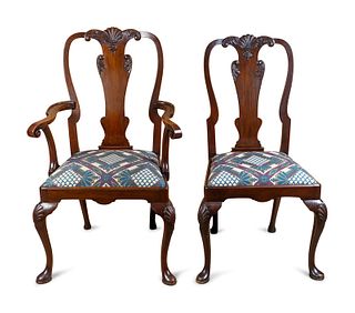 A Set of Ten Queen Anne Style Mahogany Dining Chairs 
Height 42 1/2 inches.