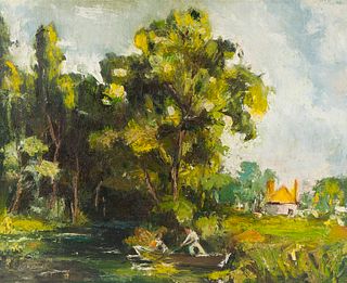 Anthony Thieme
(American, 1888-1954)
Riverscape with Cottage