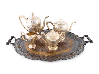 An American Silver Tea Set
Height of coffee pot 9 1/2 inches.