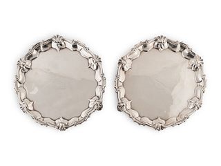 A Pair of George IV Silver Footed Card Trays