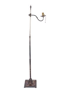 A Silver on Copper Adjustable Floor Lamp by E. F. Caldwell
Height 65 inches.