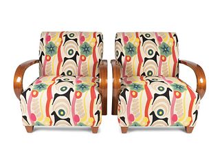 Art Deco Style
20th Century
A Pair of Bentwood Lounge Chairs in Clarence House fabric