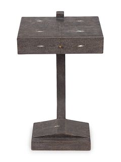 An Art Deco Gray Shagreen Side Table
Height 25 3/4 x width 16 x depth 16 inches.
