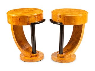 A Pair of Art Deco Style Part Ebonized Burlwood Side Tables
Height 26 1/2 x width 20 x depth 21 inches.