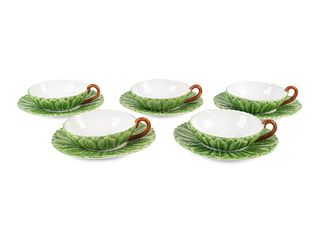 28 Italian Mottahedeh Musee des Arts Decoratifs Paris Leaf Cups and Saucers
Saucer, 7 3/4 x 6 1/4 inches. 