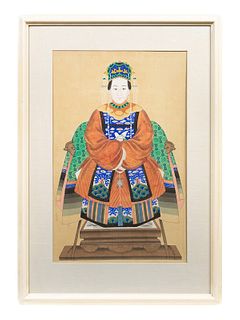 A Pair of Chinese Portraits of a Court Lady and Gentleman
Framed 43 x 30 inches.
