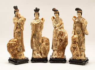 A Set of Four Japanese Bone and Enamel Figures of Ladies
Height 22 inches.