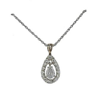 14k Gold Diamond Teardrop Pendant Necklace