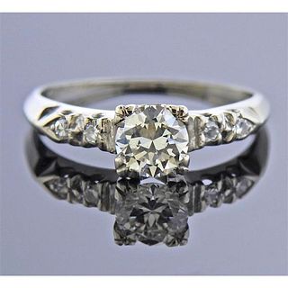 IGI 0.61ct Diamond 1940s 14k Gold Engagement Ring