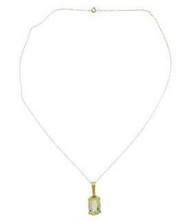 14k Gold Quartz Pendant Necklace