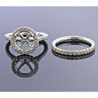 18K Gold Diamond Engagement Wedding Ring Set Mounting