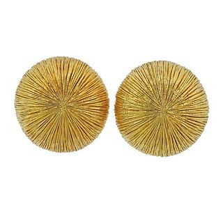 Italian 18K Brushed Gold Earrings 