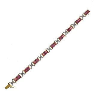 18K Gold Diamond Ruby Bracelet